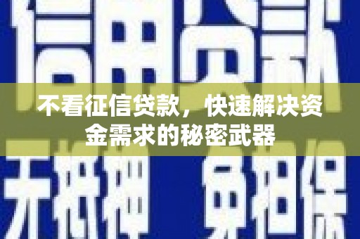 珠晖不看征信贷款，快速解决资金需求的秘密武器