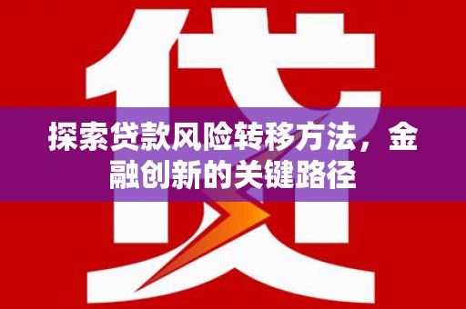 珠晖探索贷款风险转移方法，金融创新的关键路径
