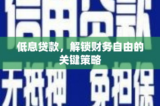 珠晖低息贷款，解锁财务自由的关键策略