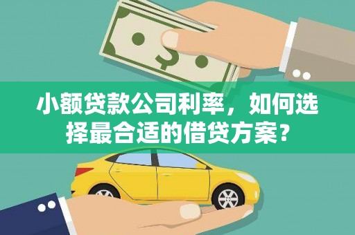 珠晖小额贷款公司利率，如何选择最合适的借贷方案？