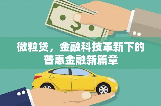 珠晖微粒贷，金融科技革新下的普惠金融新篇章